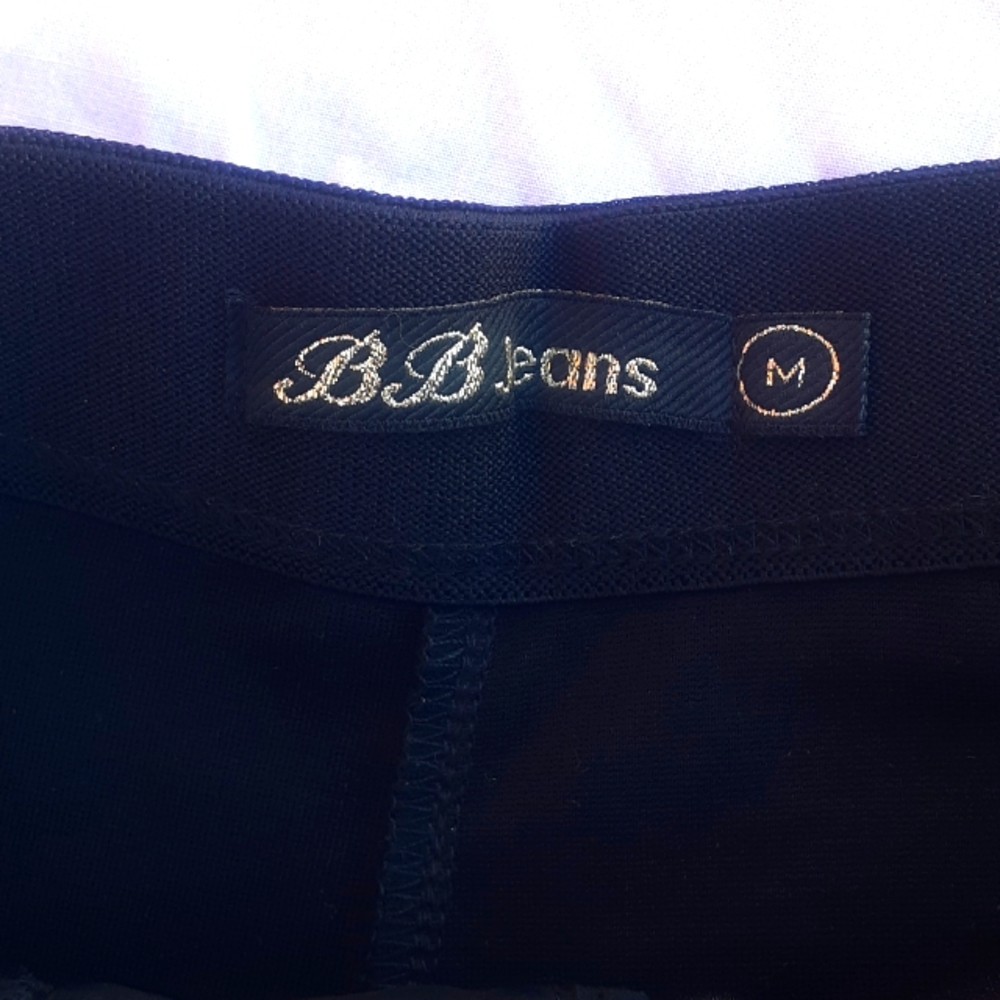 SEXY BBJEANS BLACK Faux Leather & cloth leggings Pants size L NEW NWOT - Picture 7 of 11